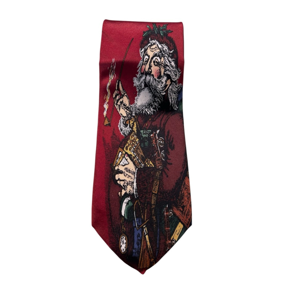Viaggio Men's Vintage Santa 100% Silk Tie Christmas